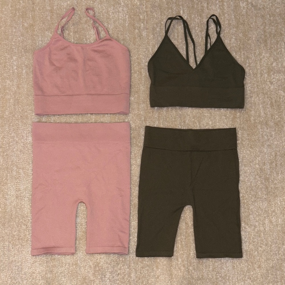 Bozzolo Pink and Black Bike Shorts Athletic Stretch